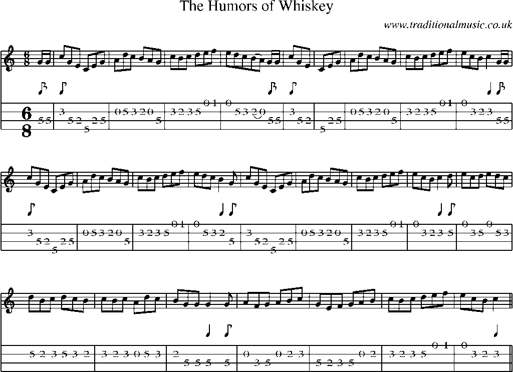 Mandolin Tab and Sheet Music for The Humors Of Whiskey