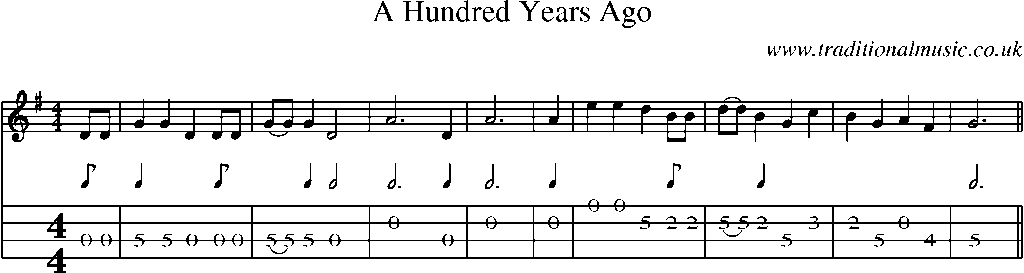 Mandolin Tab and Sheet Music for A Hundred Years Ago