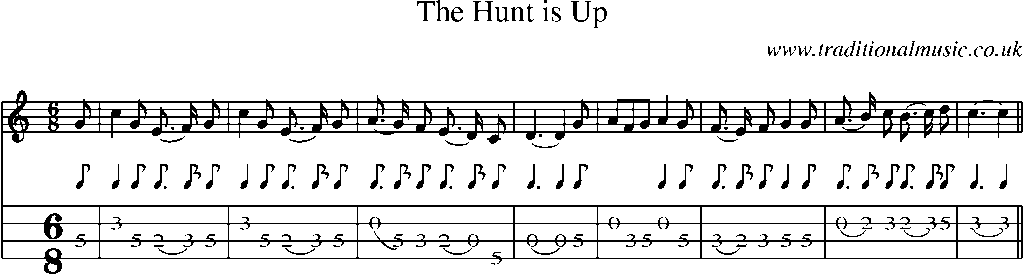 Mandolin Tab and Sheet Music for The Hunt Is Up