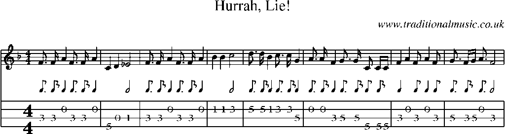 Mandolin Tab and Sheet Music for Hurrah, Lie!