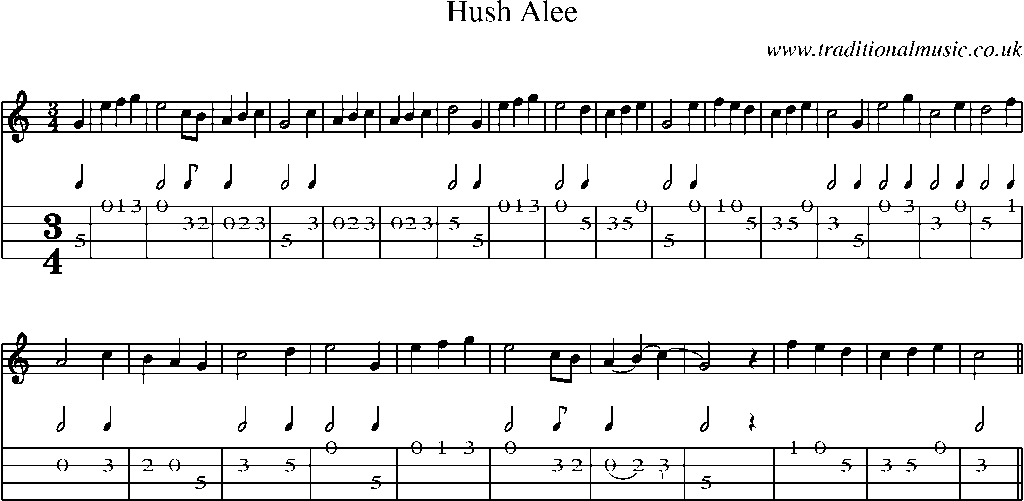 Mandolin Tab and Sheet Music for Hush Alee