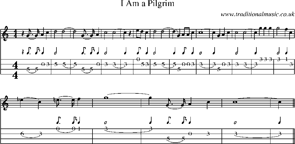 Mandolin Tab and Sheet Music for I Am A Pilgrim