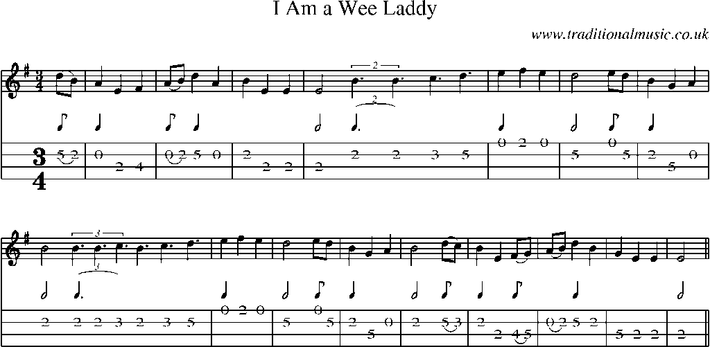 Mandolin Tab and Sheet Music for I Am A Wee Laddy