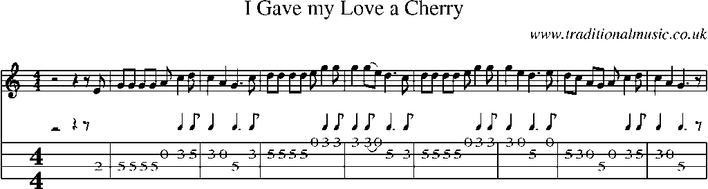 Mandolin Tab and Sheet Music for I Gave My Love A Cherry