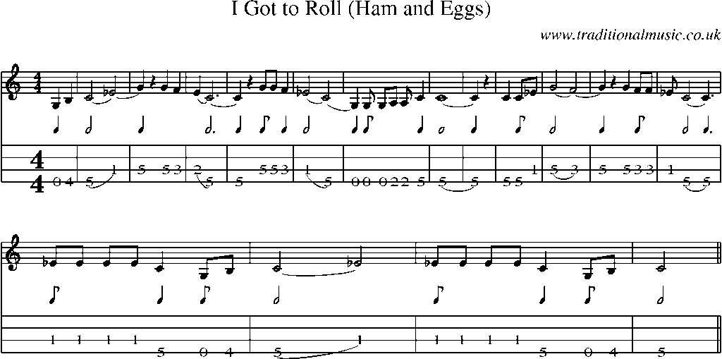 Mandolin Tab and Sheet Music for I Got To Roll (ham And Eggs)