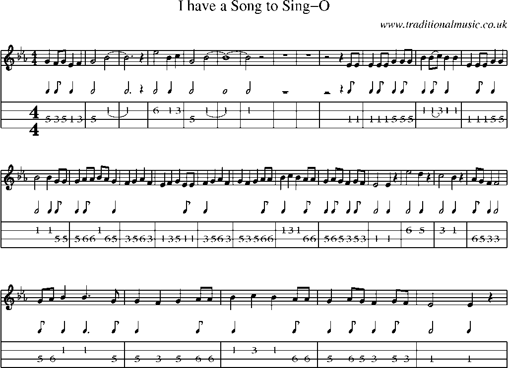 Mandolin Tab and Sheet Music for I Have A Song To Sing-o
