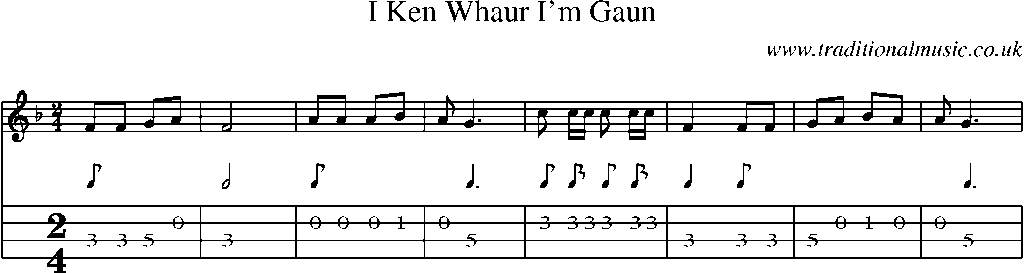 Mandolin Tab and Sheet Music for I Ken Whaur I'm Gaun