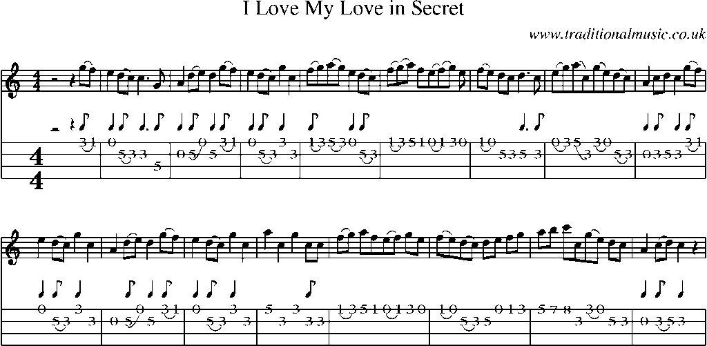Mandolin Tab and Sheet Music for I Love My Love In Secret