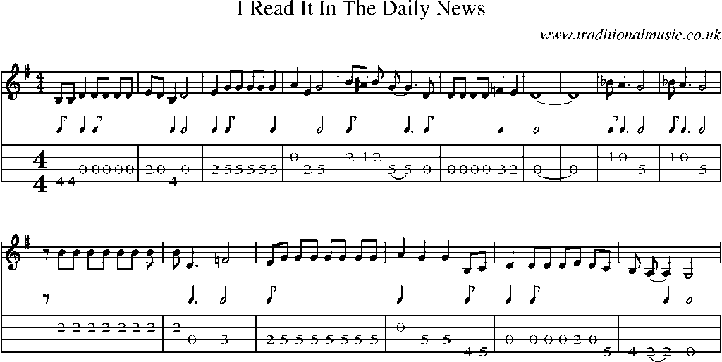 Mandolin Tab and Sheet Music for I Read It In The Daily News