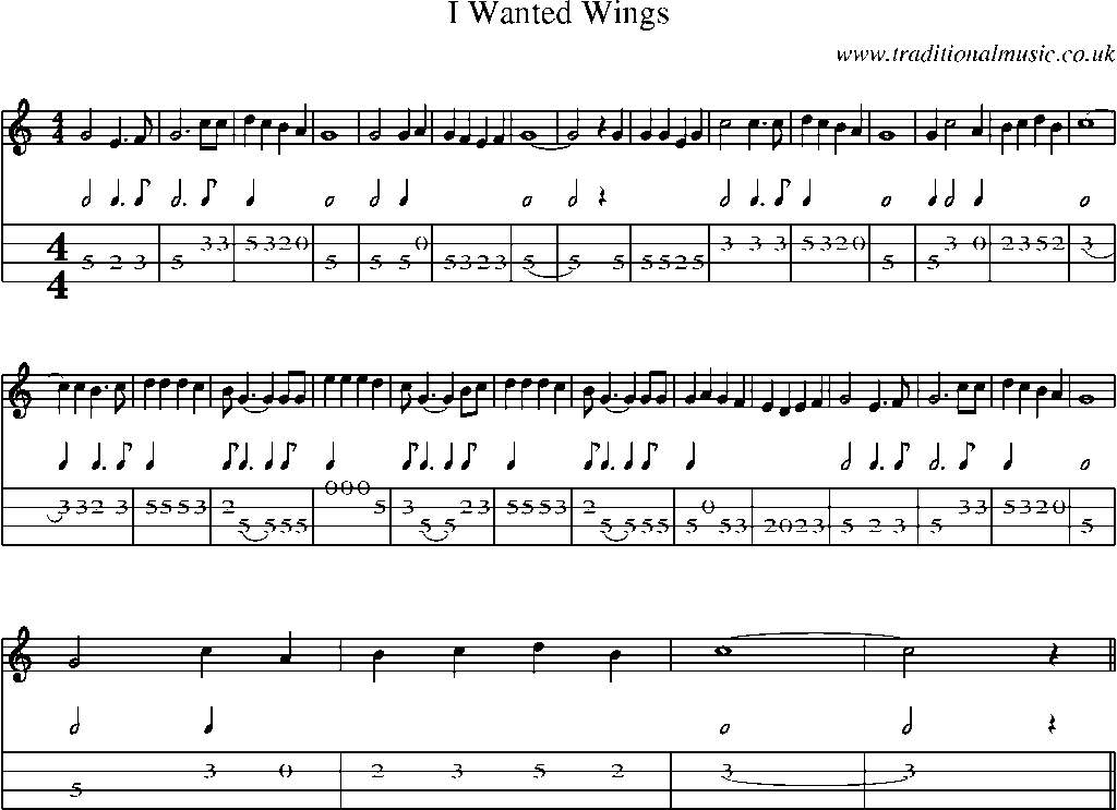 Mandolin Tab and Sheet Music for I Wanted Wings