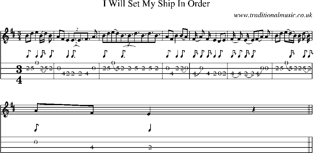 Mandolin Tab and Sheet Music for I Will Set My Ship In Order1