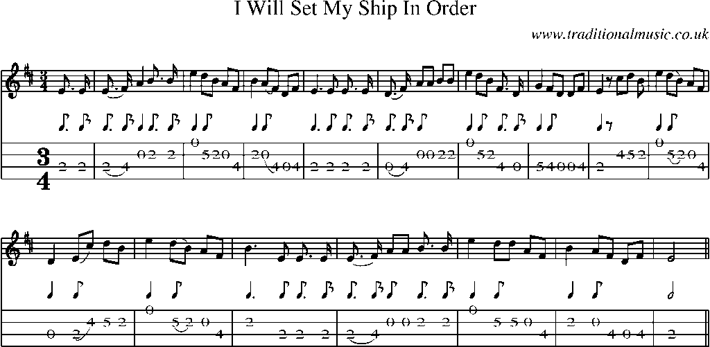Mandolin Tab and Sheet Music for I Will Set My Ship In Order2