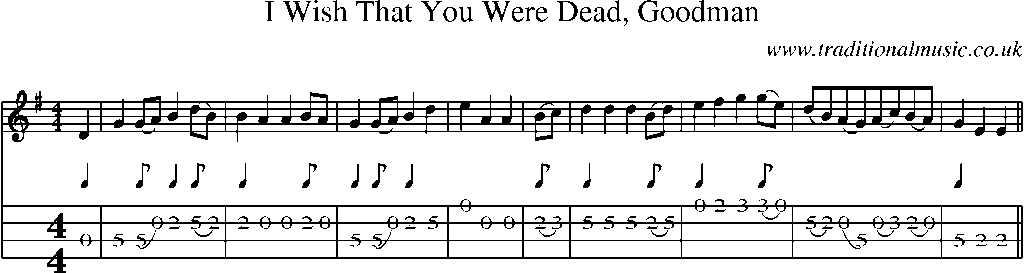 Mandolin Tab and Sheet Music for I Wish That You Were Dead, Goodman