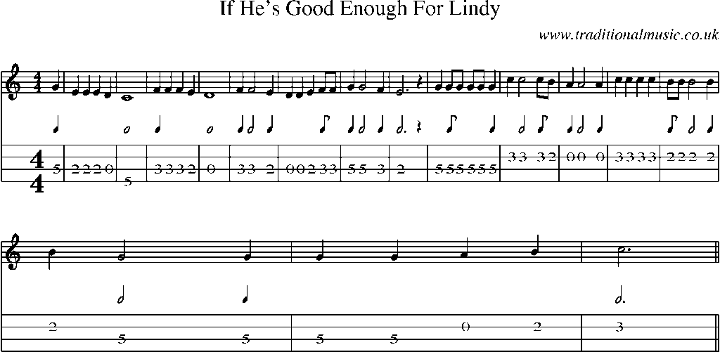 Mandolin Tab and Sheet Music for If He's Good Enough For Lindy