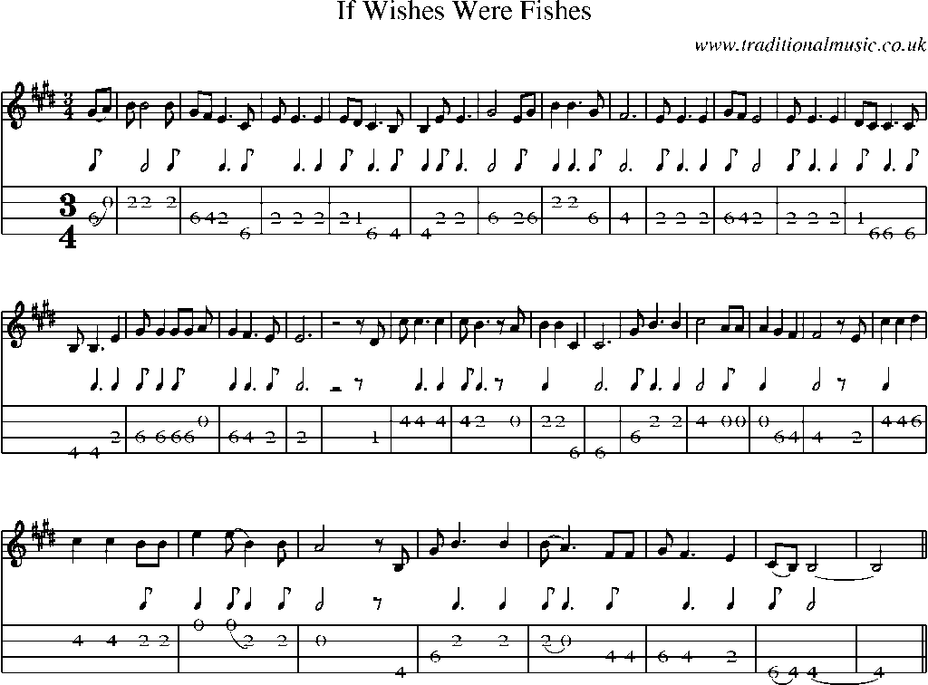 Mandolin Tab and Sheet Music for If Wishes Were Fishes