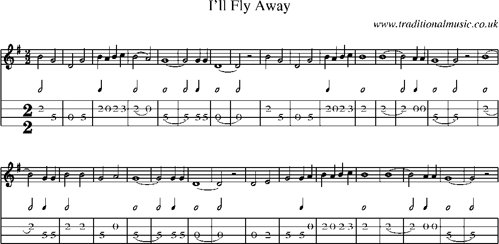 Mandolin Tab and Sheet Music for I'll Fly Away