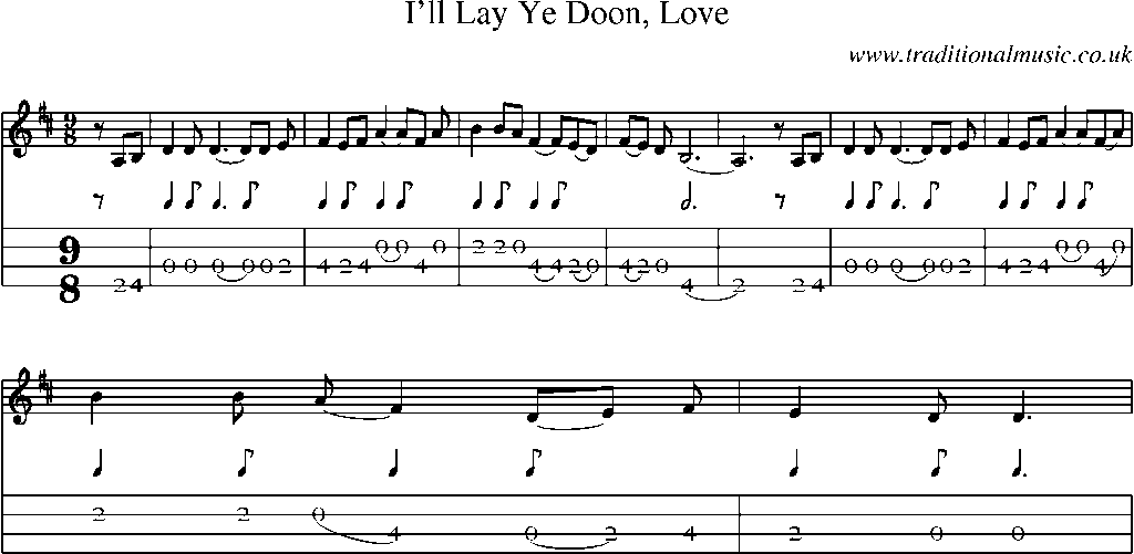 Mandolin Tab and Sheet Music for I'll Lay Ye Doon, Love