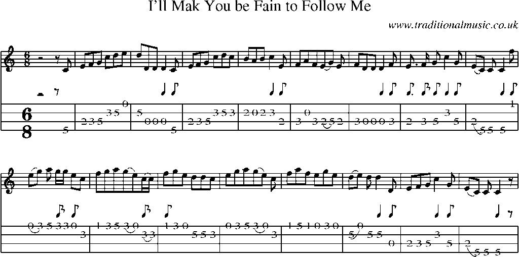 Mandolin Tab and Sheet Music for I'll Mak You Be Fain To Follow Me