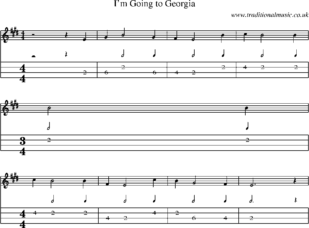 Mandolin Tab and Sheet Music for I'm Going To Georgia