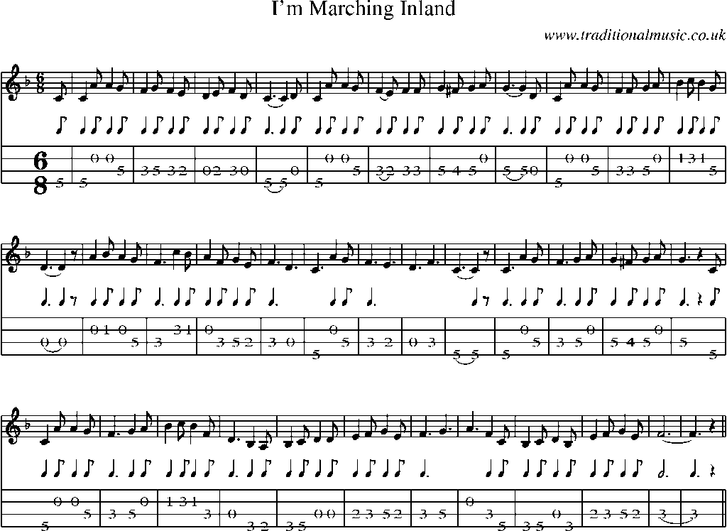 Mandolin Tab and Sheet Music for I'm Marching Inland