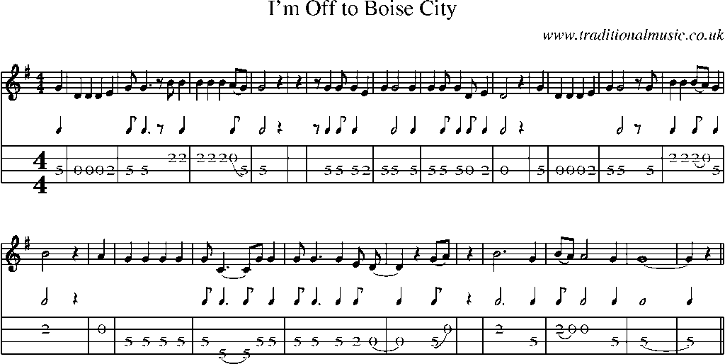 Mandolin Tab and Sheet Music for I'm Off To Boise City(1)