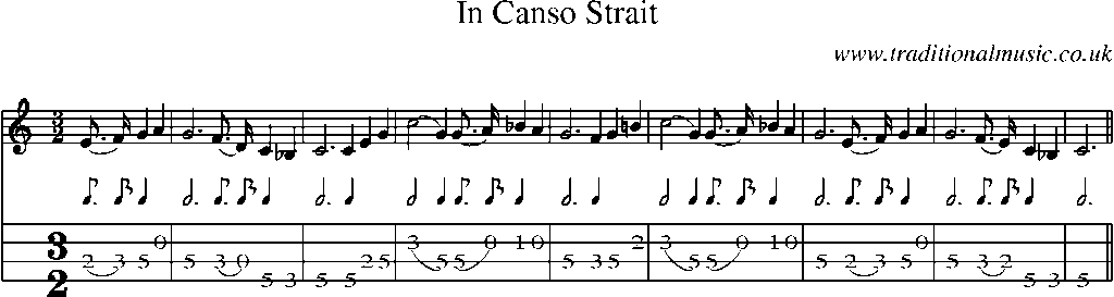 Mandolin Tab and Sheet Music for In Canso Strait