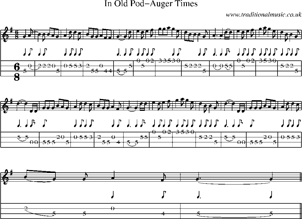 Mandolin Tab and Sheet Music for In Old Pod-auger Times
