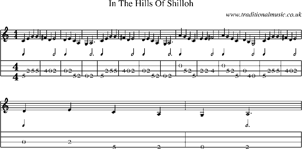 Mandolin Tab and Sheet Music for In The Hills Of Shilloh