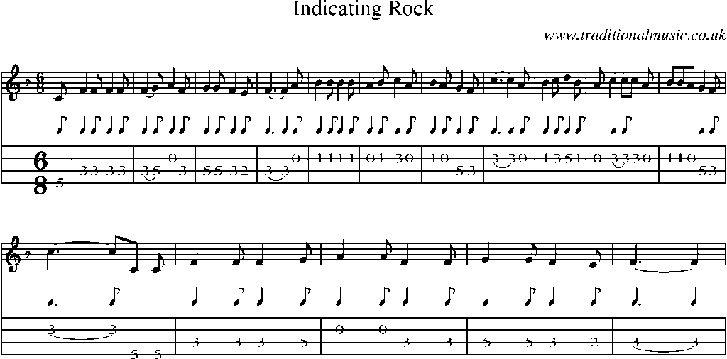 Mandolin Tab and Sheet Music for Indicating Rock
