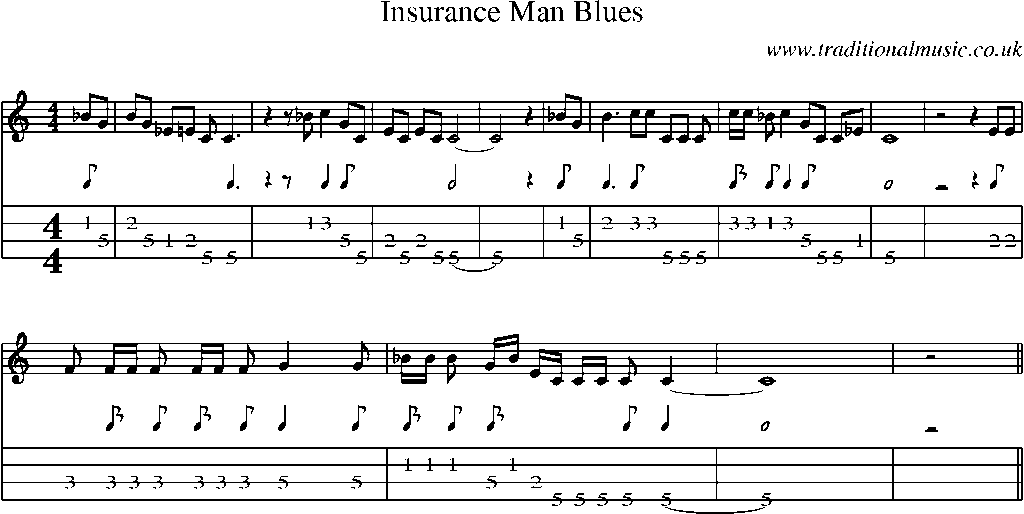 Mandolin Tab and Sheet Music for Insurance Man Blues