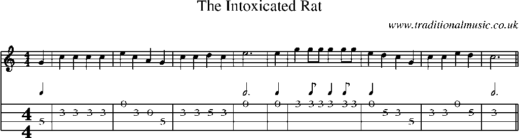 Mandolin Tab and Sheet Music for The Intoxicated Rat