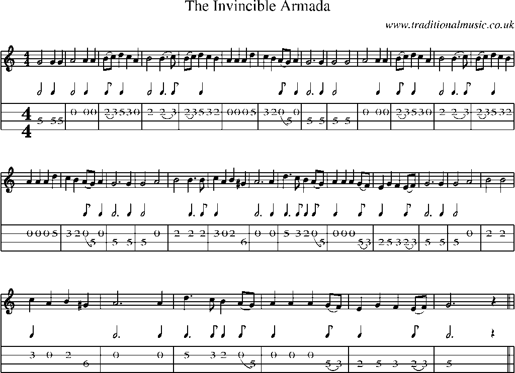 Mandolin Tab and Sheet Music for The Invincible Armada
