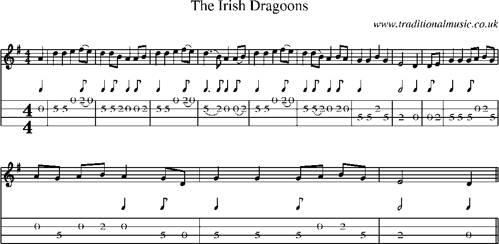 Mandolin Tab and Sheet Music for The Irish Dragoons