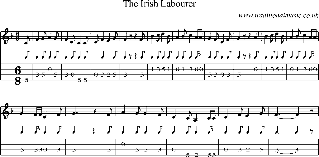 Mandolin Tab and Sheet Music for The Irish Labourer