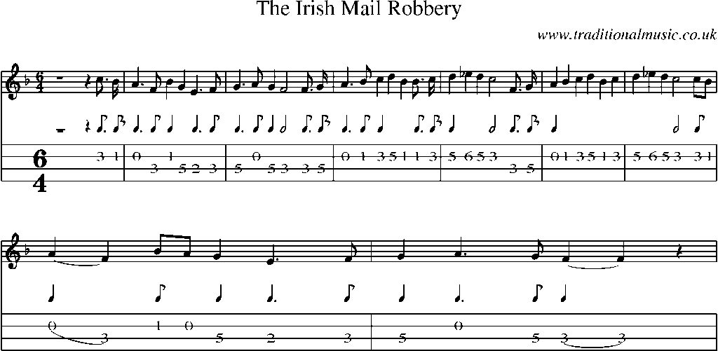 Mandolin Tab and Sheet Music for The Irish Mail Robbery