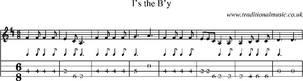 Mandolin Tab and Sheet Music for I's The B'y