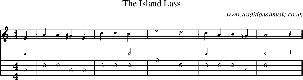 Mandolin Tab and Sheet Music for The Island Lass