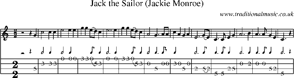 Mandolin Tab and Sheet Music for Jack The Sailor (jackie Monroe)