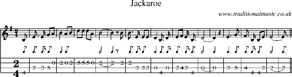 Mandolin Tab and Sheet Music for Jackaroe