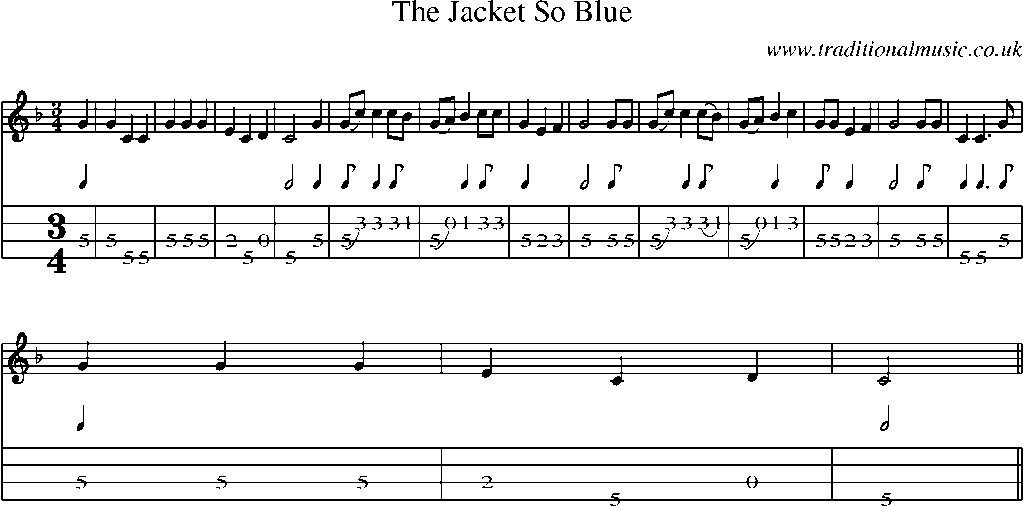 Mandolin Tab and Sheet Music for The Jacket So Blue