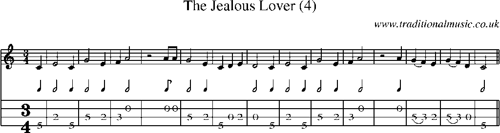Mandolin Tab and Sheet Music for The Jealous Lover(1)