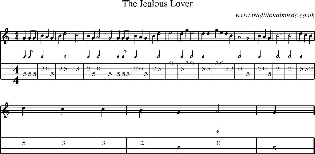 Mandolin Tab and Sheet Music for The Jealous Lover