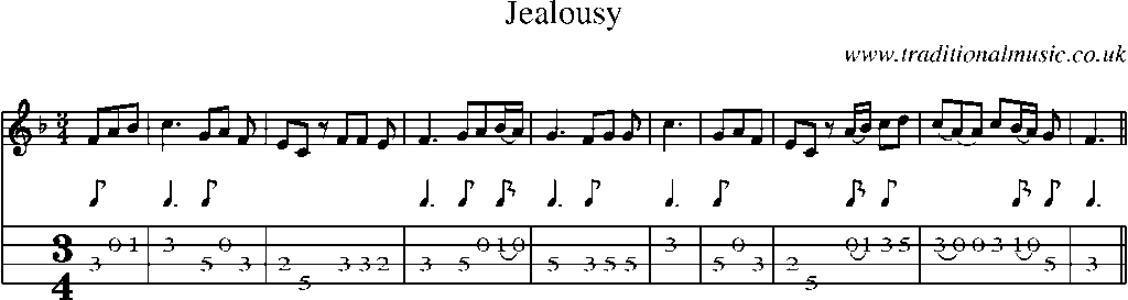 Mandolin Tab and Sheet Music for Jealousy