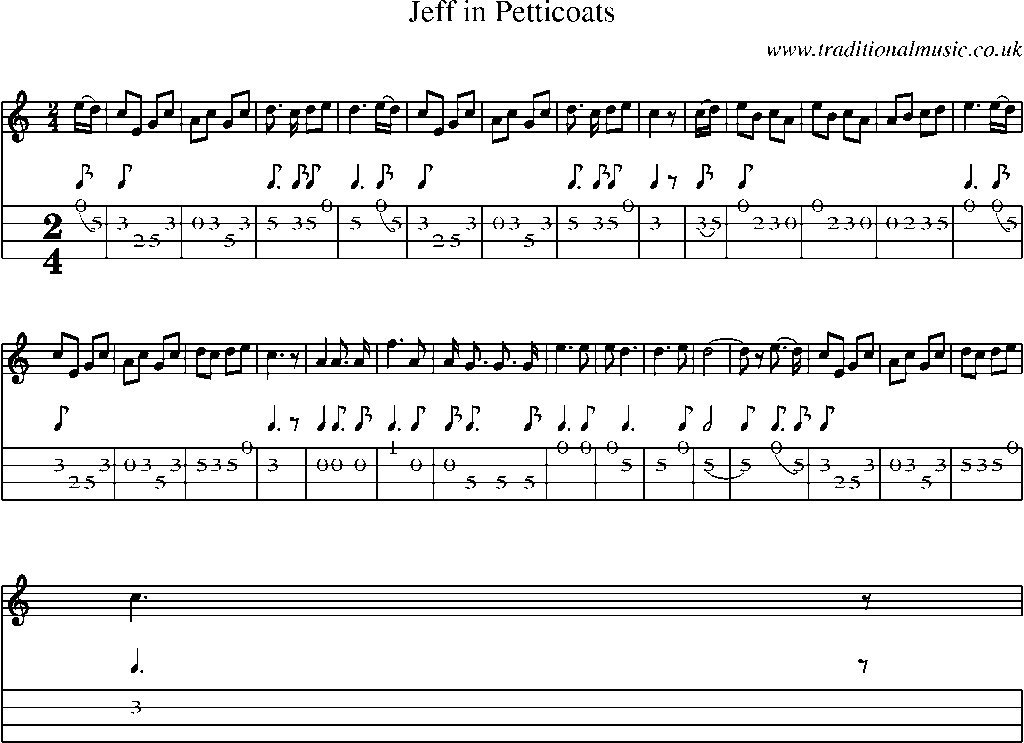 Mandolin Tab and Sheet Music for Jeff In Petticoats
