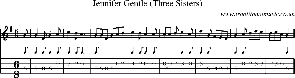 Mandolin Tab and Sheet Music for Jennifer Gentle (three Sisters)(1)