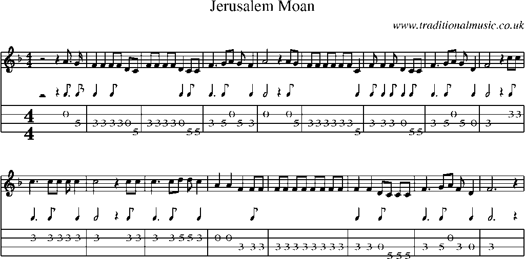 Mandolin Tab and Sheet Music for Jerusalem Moan