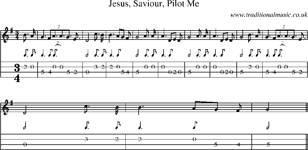 Mandolin Tab and Sheet Music for Jesus, Saviour, Pilot Me