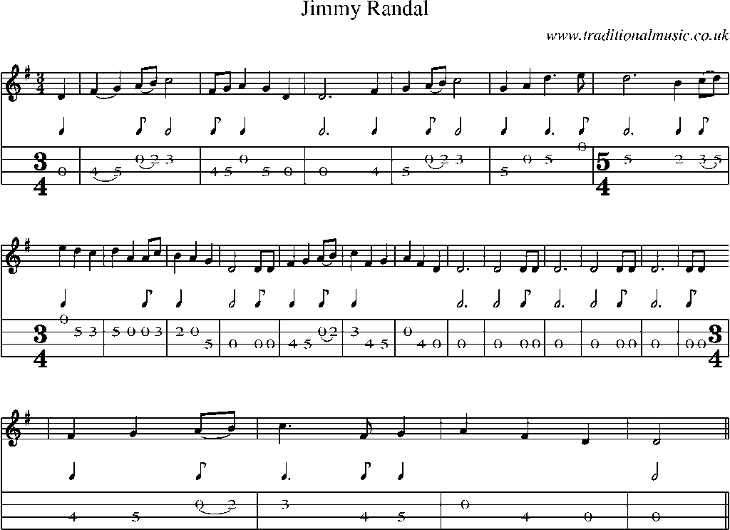 Mandolin Tab and Sheet Music for Jimmy Randal
