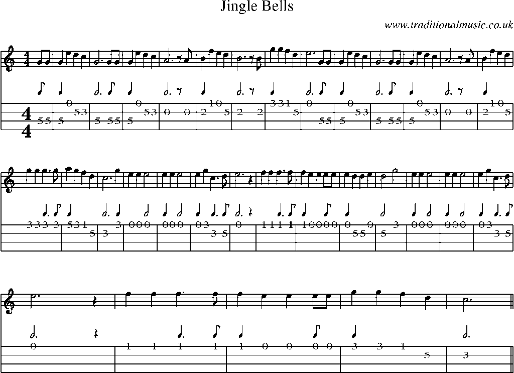 Mandolin Tab and Sheet Music for Jingle Bells