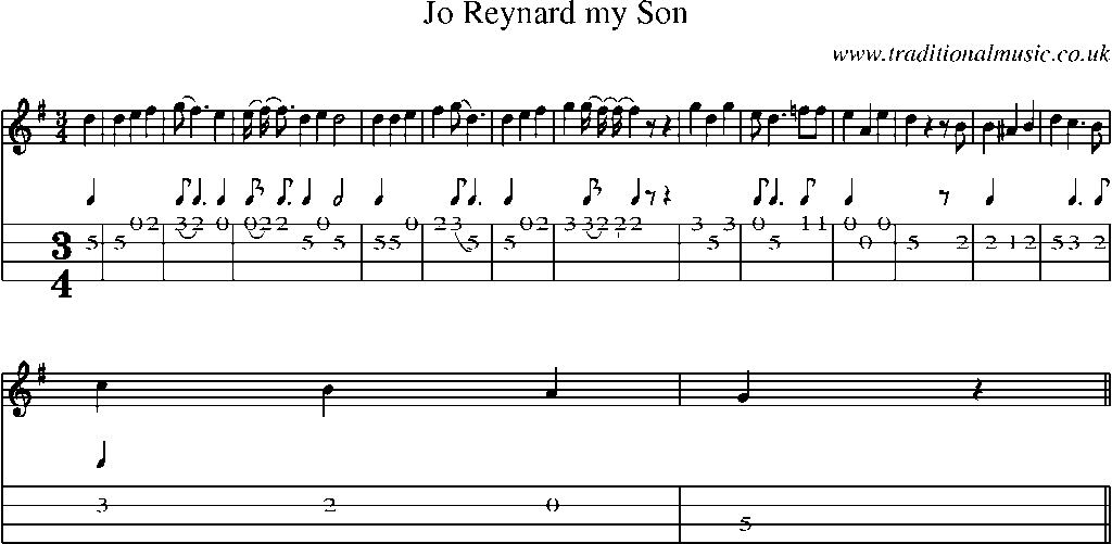 Mandolin Tab and Sheet Music for Jo Reynard My Son
